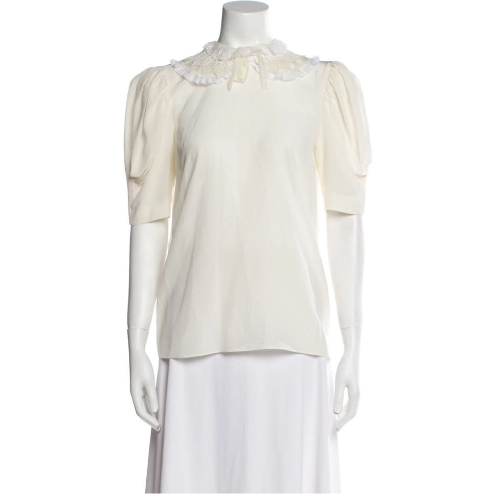 NWT Miu Miu Silk Puff Sleeved Blouse in Ivory size 8